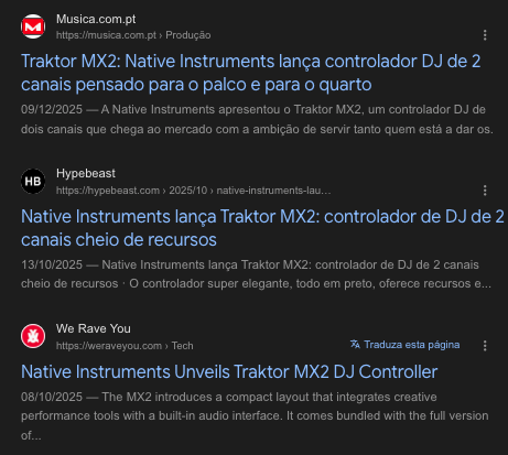 Prova: Títulos semelhantes entre musica.com.pt, Hypebeast e We Rave You sobre o mesmo produto